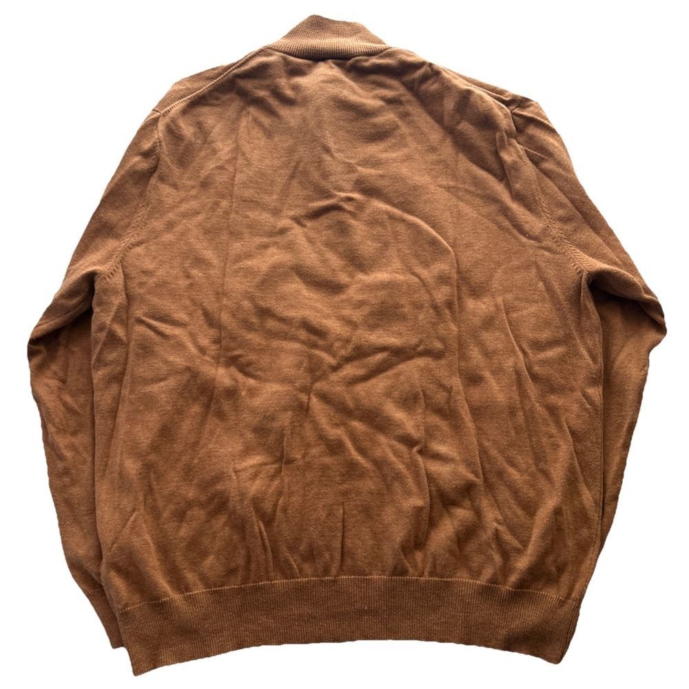 Jos A Bank Signature Collection Men's Large Orange Pima Cotton 1/4 Zip Sweater - Picture 3 of 5